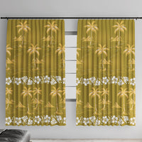 Yellow Hawaii Palm Tree Hibiscus Window Curtain Fantasy Summer Vibe LT01 With Hooks Yellow - Polynesian Pride