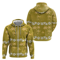 Yellow Hawaii Palm Tree Hibiscus Zip Hoodie Fantasy Summer Vibe