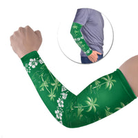 Green Hawaii Palm Tree Hibiscus Arm Sleeves Fantasy Summer Vibe