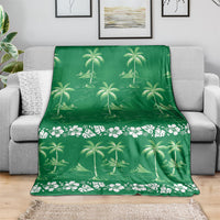 Green Hawaii Palm Tree Hibiscus Blanket Fantasy Summer Vibe
