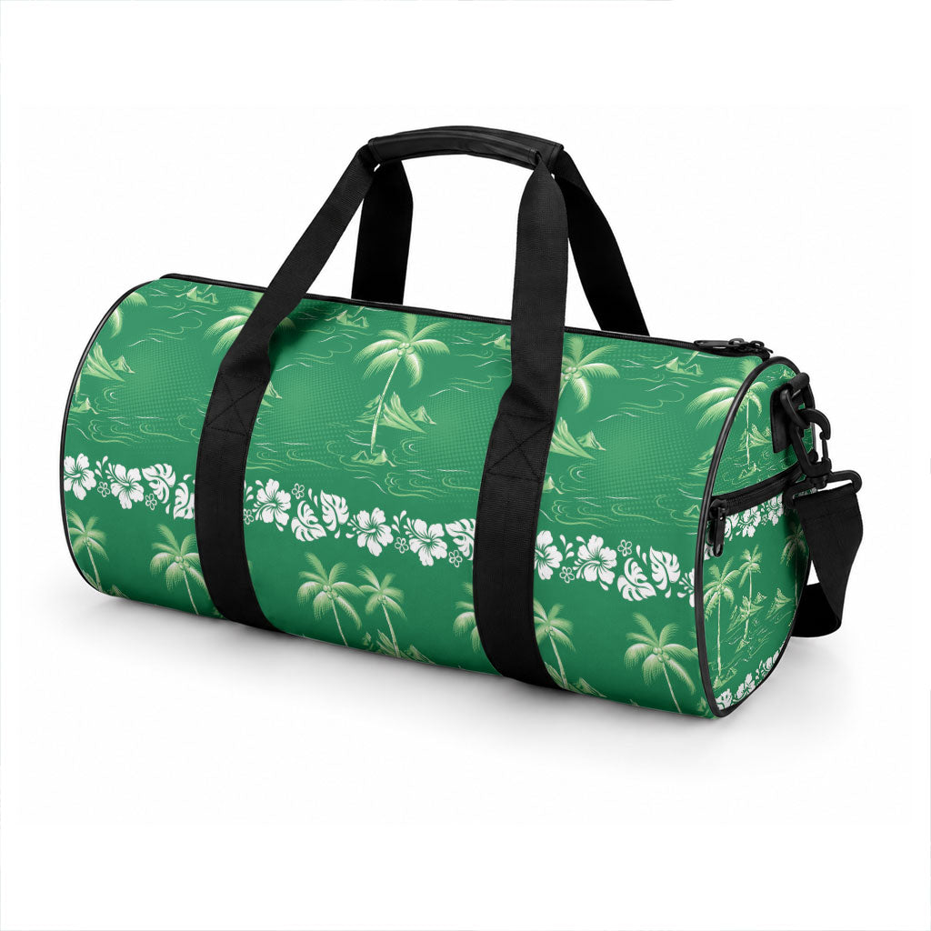 Green Hawaii Palm Tree Hibiscus Duffle Bag Fantasy Summer Vibe