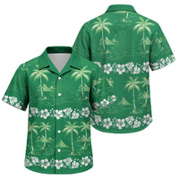 Green Hawaii Palm Tree Hibiscus Family Matching Tank Maxi Dress and Hawaiian Shirt Fantasy Summer Vibe LT01 Son's Shirt Green - Polynesian Pride