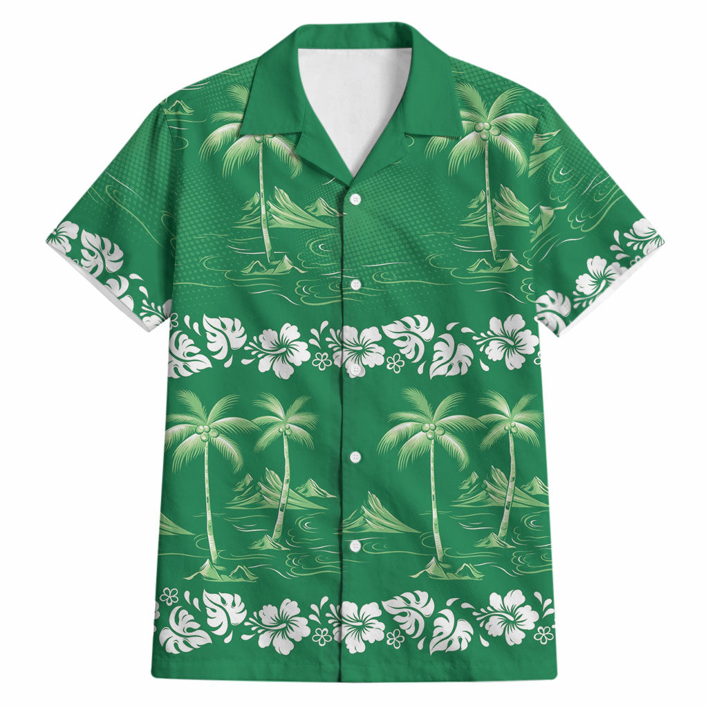 Green Hawaii Palm Tree Hibiscus Hawaiian Shirt Fantasy Summer Vibe LT01 Green - Polynesian Pride