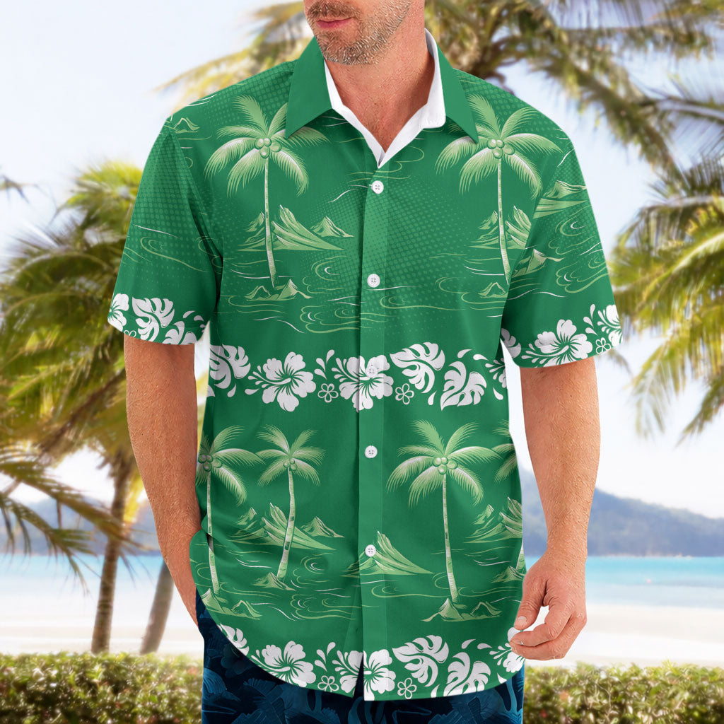 Green Hawaii Palm Tree Hibiscus Hawaiian Shirt Fantasy Summer Vibe LT01 - Polynesian Pride