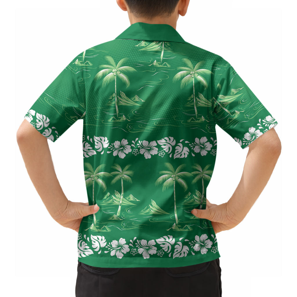Green Hawaii Palm Tree Hibiscus Hawaiian Shirt Fantasy Summer Vibe LT01 - Polynesian Pride