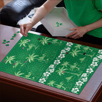 Green Hawaii Palm Tree Hibiscus Puzzle Fantasy Summer Vibe