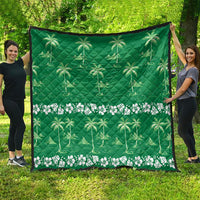 Green Hawaii Palm Tree Hibiscus Quilt Fantasy Summer Vibe