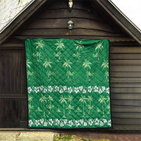 Green Hawaii Palm Tree Hibiscus Quilt Fantasy Summer Vibe