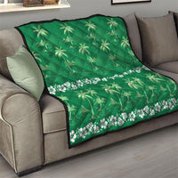 Green Hawaii Palm Tree Hibiscus Quilt Fantasy Summer Vibe