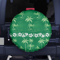 Green Hawaii Palm Tree Hibiscus Spare Tire Cover Fantasy Summer Vibe LT01 No hole Green - Polynesian Pride