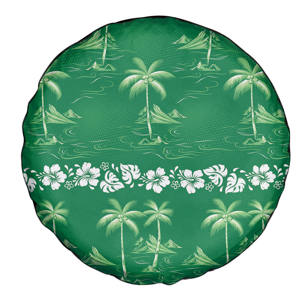 Green Hawaii Palm Tree Hibiscus Spare Tire Cover Fantasy Summer Vibe LT01 - Polynesian Pride