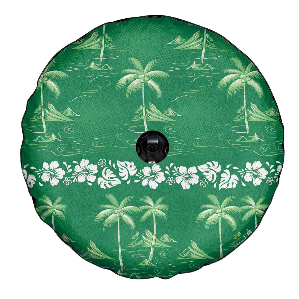 Green Hawaii Palm Tree Hibiscus Spare Tire Cover Fantasy Summer Vibe LT01 - Polynesian Pride