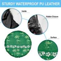 Green Hawaii Palm Tree Hibiscus Spare Tire Cover Fantasy Summer Vibe LT01 - Polynesian Pride