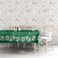 Green Hawaii Palm Tree Hibiscus Tablecloth Fantasy Summer Vibe