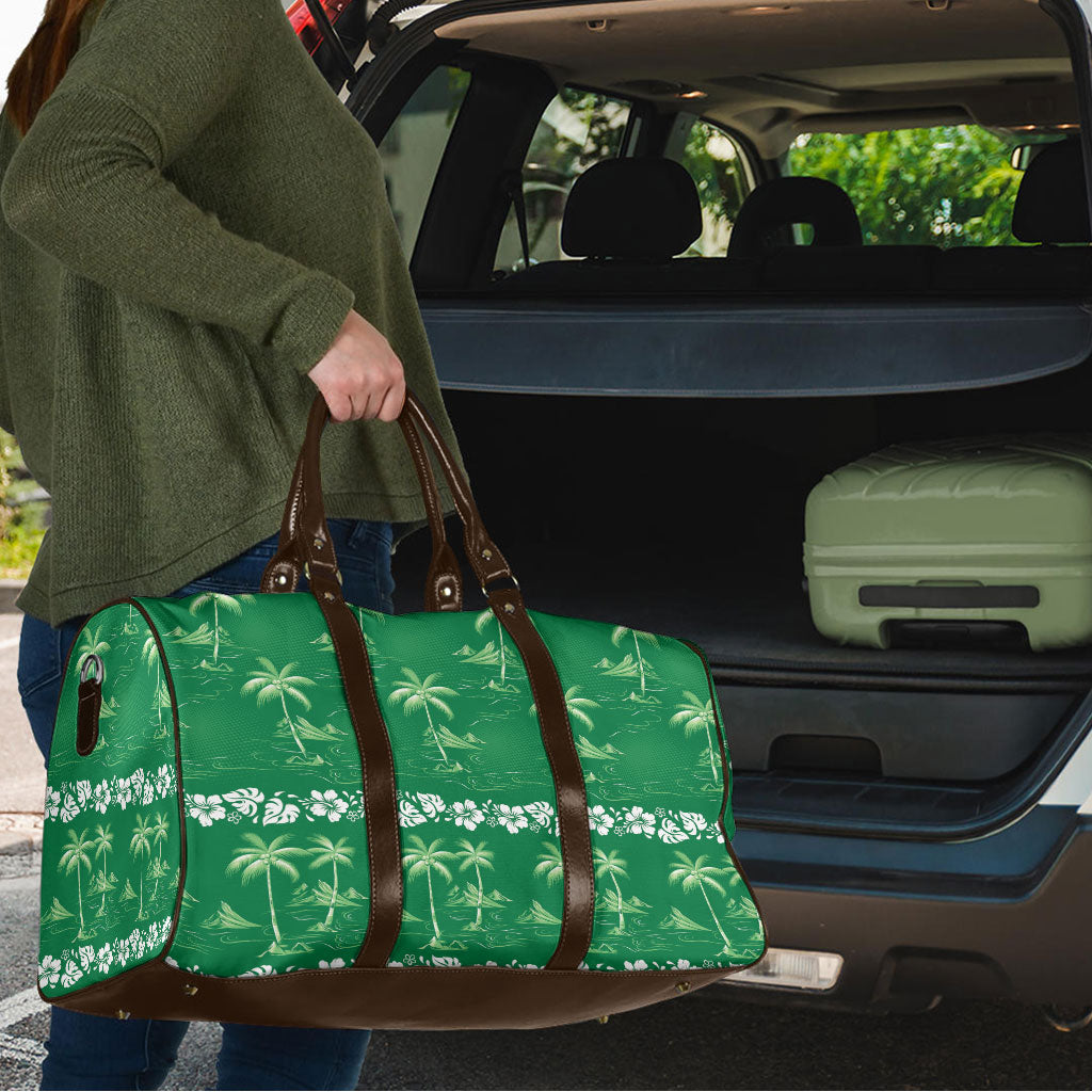 Green Hawaii Palm Tree Hibiscus Travel Bag Fantasy Summer Vibe LT01 - Polynesian Pride