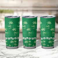 Green Hawaii Palm Tree Hibiscus Tumbler Cup Fantasy Summer Vibe LT01 - Polynesian Pride