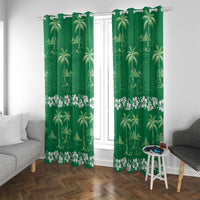 Green Hawaii Palm Tree Hibiscus Window Curtain Fantasy Summer Vibe LT01 With Grommets Green - Polynesian Pride
