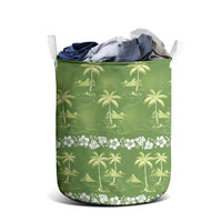 Olive Green Hawaii Palm Tree Hibiscus Laundry Basket Fantasy Summer Vibe LT01 - Polynesian Pride