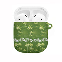 Olive Green Hawaii Palm Tree Hibiscus AirPods Case Fantasy Summer Vibe