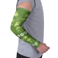Olive Green Hawaii Palm Tree Hibiscus Arm Sleeves Fantasy Summer Vibe
