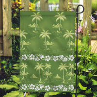Olive Green Hawaii Palm Tree Hibiscus Garden Flag Fantasy Summer Vibe LT01 Garden Flag Olive - Polynesian Pride