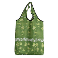 Olive Green Hawaii Palm Tree Hibiscus Grocery Bag Fantasy Summer Vibe
