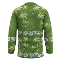 Olive Green Hawaii Palm Tree Hibiscus Hockey Jersey Fantasy Summer Vibe LT01 - Polynesian Pride