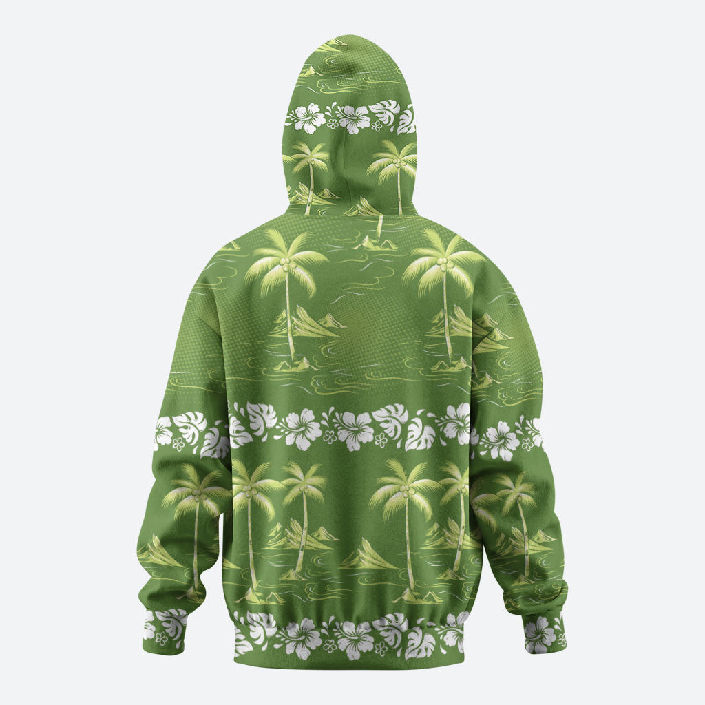 Olive Green Hawaii Palm Tree Hibiscus Hoodie Fantasy Summer Vibe LT01 - Polynesian Pride
