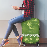 Olive Green Hawaii Palm Tree Hibiscus Luggage Cover Fantasy Summer Vibe LT01 - Polynesian Pride