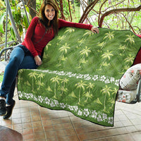 Olive Green Hawaii Palm Tree Hibiscus Quilt Fantasy Summer Vibe