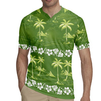 Olive Green Hawaii Palm Tree Hibiscus Rugby Jersey Fantasy Summer Vibe LT01 - Polynesian Pride