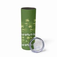 Olive Green Hawaii Palm Tree Hibiscus Skinny Tumbler Fantasy Summer Vibe