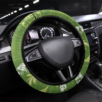 Olive Green Hawaii Palm Tree Hibiscus Steering Wheel Cover Fantasy Summer Vibe LT01 Universal Fit Olive - Polynesian Pride