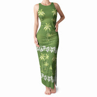 Olive Green Hawaii Palm Tree Hibiscus Tank Maxi Dress Fantasy Summer Vibe LT01 Women Olive - Polynesian Pride