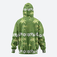Olive Green Hawaii Palm Tree Hibiscus Zip Hoodie Fantasy Summer Vibe LT01 - Polynesian Pride