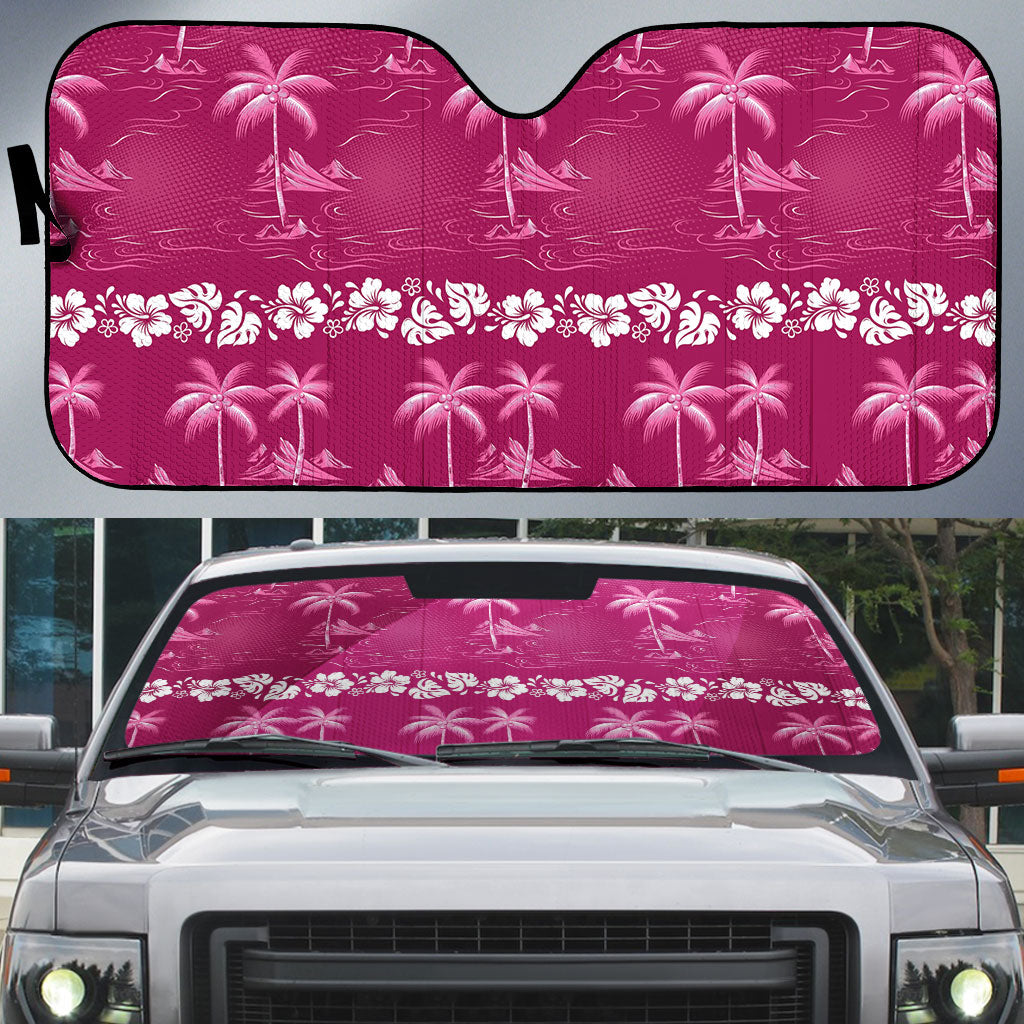 Pink Hawaii Palm Tree Hibiscus Auto Sun Shade Fantasy Summer Vibe