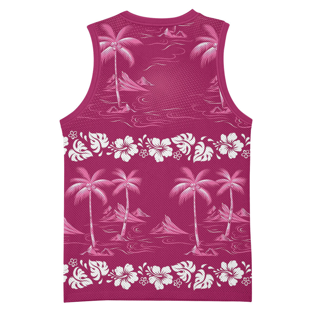 Pink Hawaii Palm Tree Hibiscus Basketball Jersey Fantasy Summer Vibe