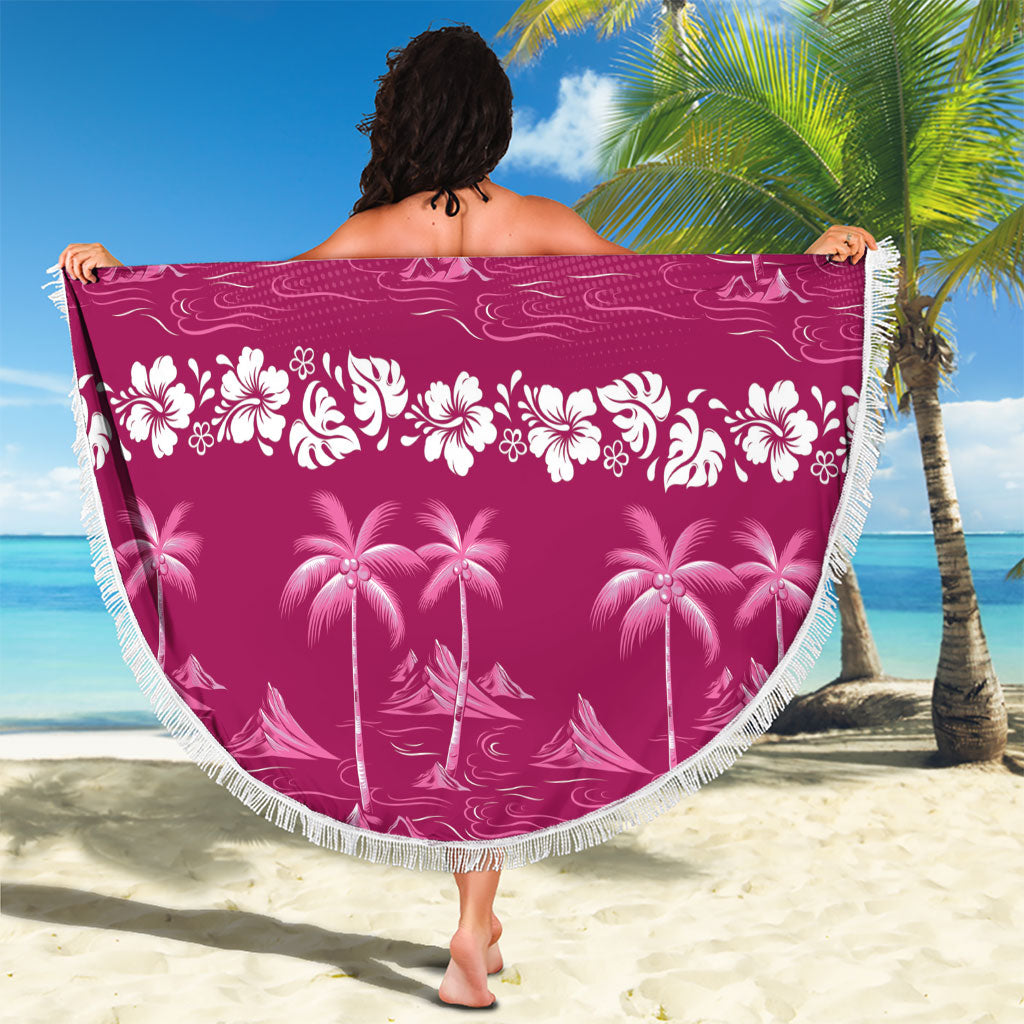 Pink Hawaii Palm Tree Hibiscus Beach Blanket Fantasy Summer Vibe LT01 - Polynesian Pride