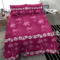 Pink Hawaii Palm Tree Hibiscus Bedding Set Fantasy Summer Vibe LT01 - Polynesian Pride