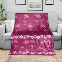 Pink Hawaii Palm Tree Hibiscus Blanket Fantasy Summer Vibe