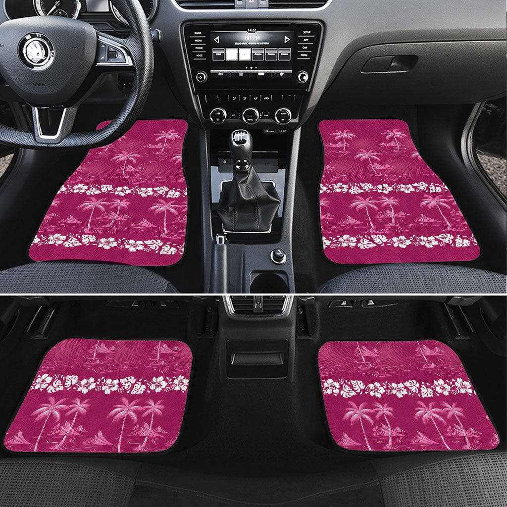 Pink Hawaii Palm Tree Hibiscus Car Mats Fantasy Summer Vibe