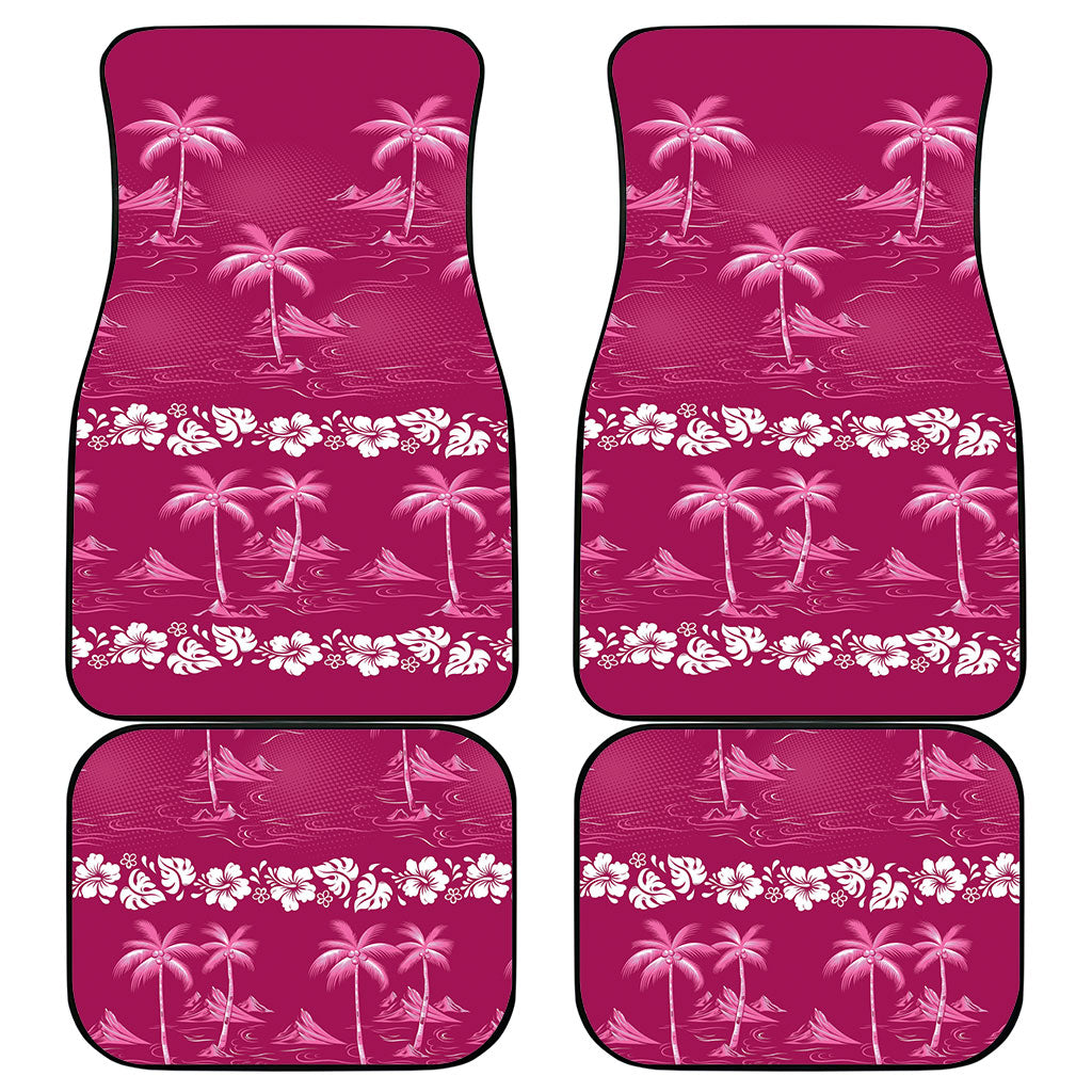 Pink Hawaii Palm Tree Hibiscus Car Mats Fantasy Summer Vibe
