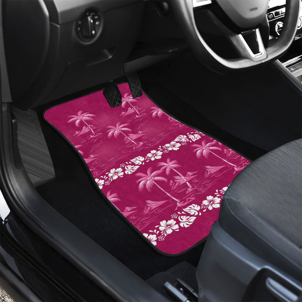 Pink Hawaii Palm Tree Hibiscus Car Mats Fantasy Summer Vibe