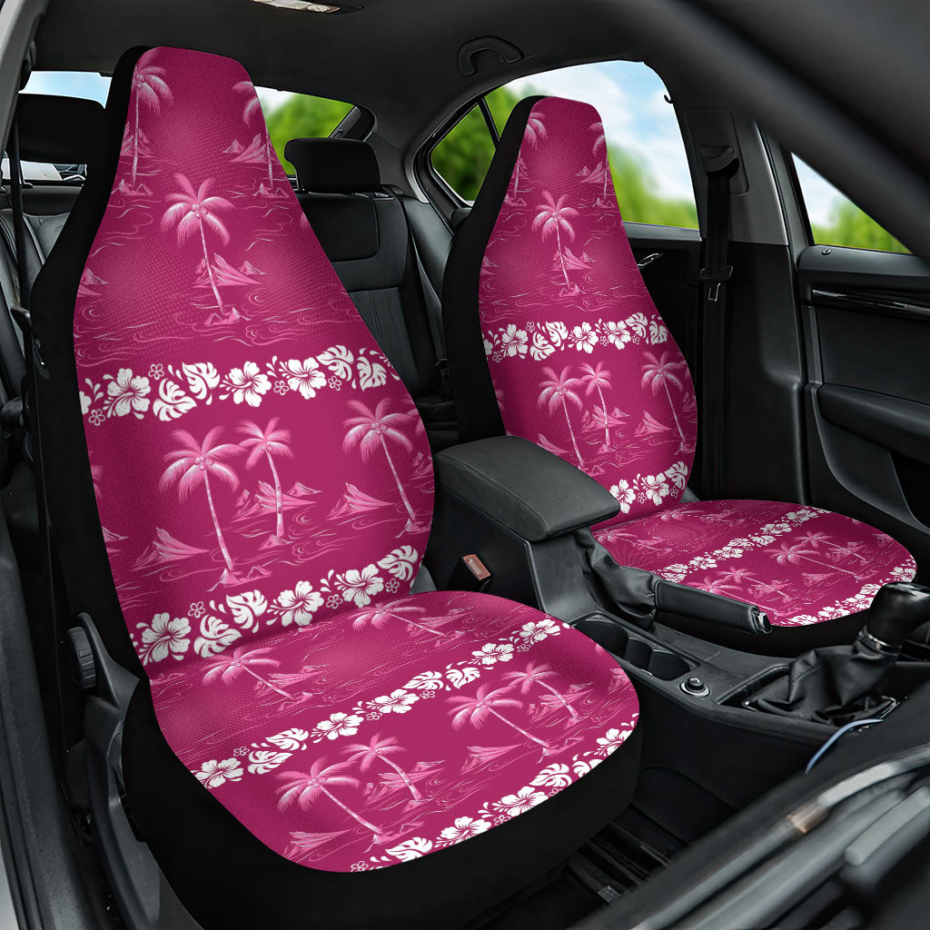 Pink Hawaii Palm Tree Hibiscus Car Seat Cover Fantasy Summer Vibe LT01 One Size Pink - Polynesian Pride