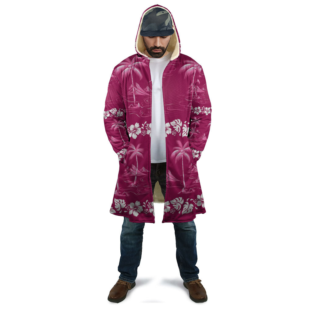 Pink Hawaii Palm Tree Hibiscus Cloak Fantasy Summer Vibe