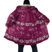 Pink Hawaii Palm Tree Hibiscus Cloak Fantasy Summer Vibe
