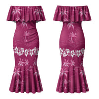 Pink Hawaii Palm Tree Hibiscus Couples Matching Mermaid Dress and Hawaiian Shirt Fantasy Summer Vibe LT01 - Polynesian Pride