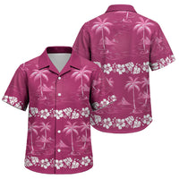 Pink Hawaii Palm Tree Hibiscus Family Matching Mermaid Dress and Hawaiian Shirt Fantasy Summer Vibe LT01 Son's Shirt Pink - Polynesian Pride