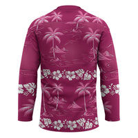 Pink Hawaii Palm Tree Hibiscus Hockey Jersey Fantasy Summer Vibe