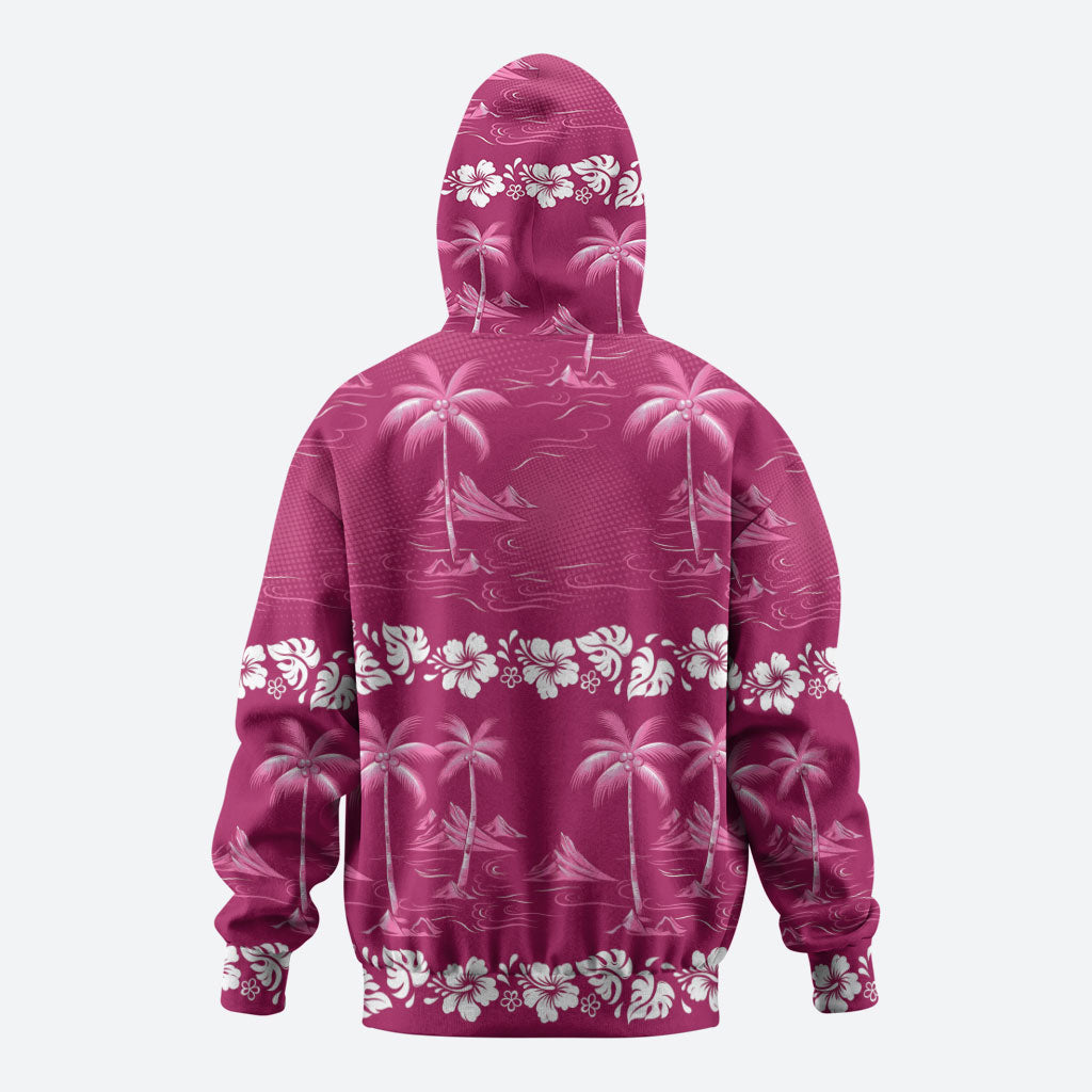 Pink Hawaii Palm Tree Hibiscus Hoodie Fantasy Summer Vibe LT01 - Polynesian Pride